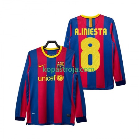 Billiga Fotbollströjor FC Barcelona A INIESTA 8 2010 2011 Retro Hemma tröja Långärmad